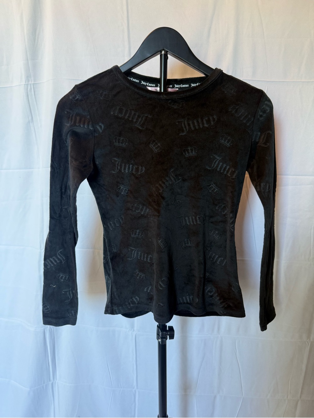 Juicy Couture Black Velvet Logo Long Sleeve Tee